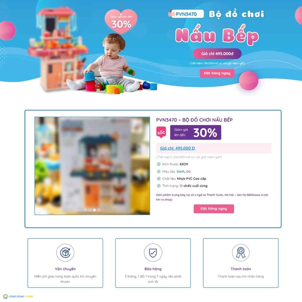 Thiết kế web Lading Page bán đồ chơi trẻ em - CDW