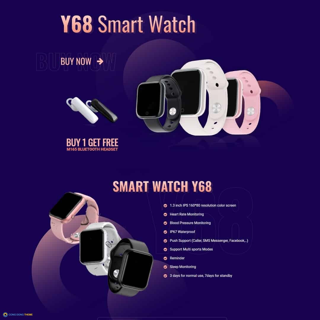 Thiết kế web Landing page bán đồng hồ thông minh smartwatch 02 - CDW