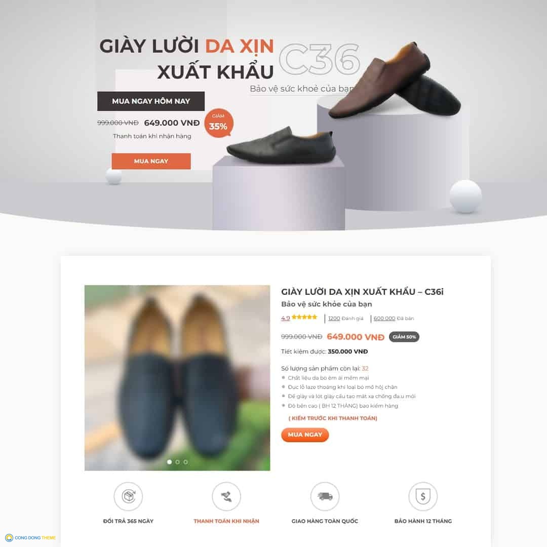 Thiết kế web landing page bán giày da - CDW, Bonus, Landing Page, Bán hàng, Giày dép, Landing page, Shop