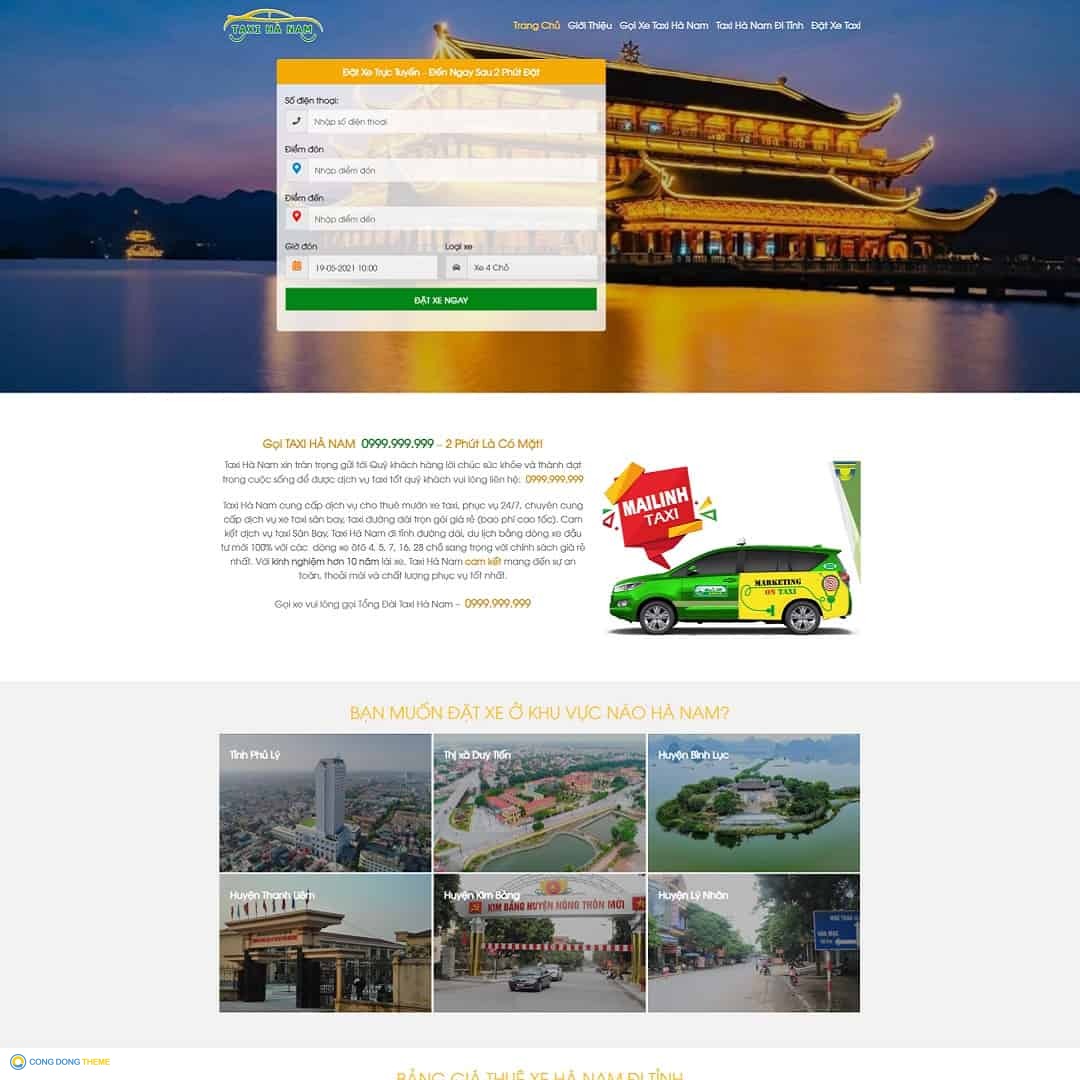 Thiết kế web Landing page dịch vụ taxi - CDW