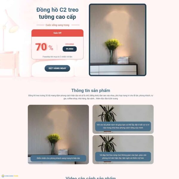 Thiết kế web landing page đồng hồ gián tường 3D - CDW, Bonus, Landing Page, Bán hàng, Đồng hồ, Landing page