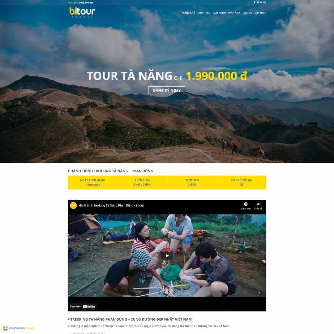 Thiết kế web landing page giới thiệu tour du lịch - CDW