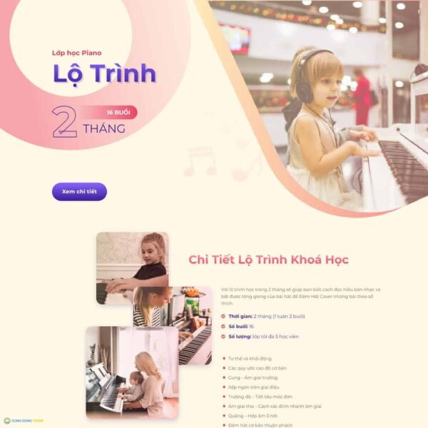 Thiết kế web landing page khóa học đàn Piano - CDW, Bonus, Landing Page, Giáo dục, Học đàn, Khóa học, Landing page, Piano