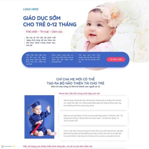 Thiết kế web landing page khóa học dạy trẻ - CDW, Bonus, Landing Page, Đào tạo, Giáo dục, Khóa học, Kid, Landing page, Trẻ em