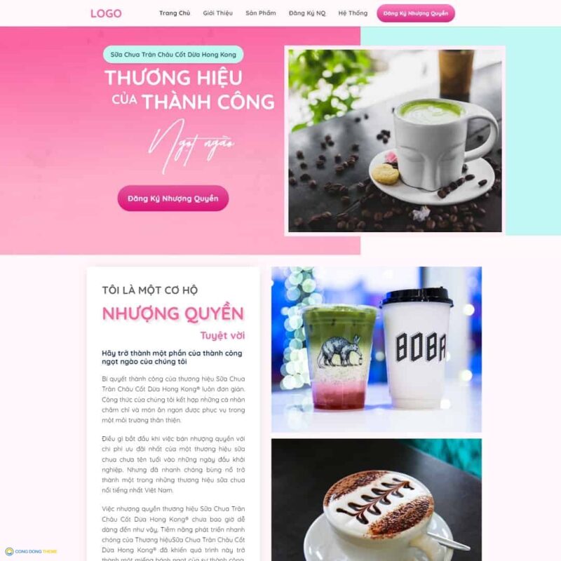 Thiết kế web Landing page nhượng quyền trà sữa - CDW, Bonus, Landing Page, Đồ uống, Landing page, Thực phẩm, Trà sữa