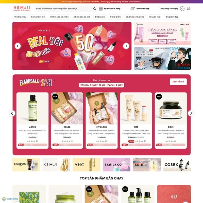 Thiết kế web mỹ phẩm 21 - CDW, Bán hàng, Làm đẹp, Cosmetic, Mỹ phẩm, Spa