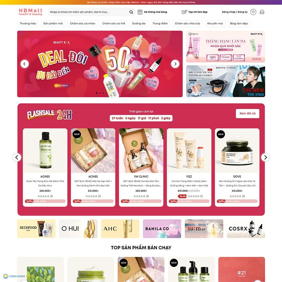Thiết kế web mỹ phẩm 21 - CDW, Bán hàng, Làm đẹp, Cosmetic, Mỹ phẩm, Spa