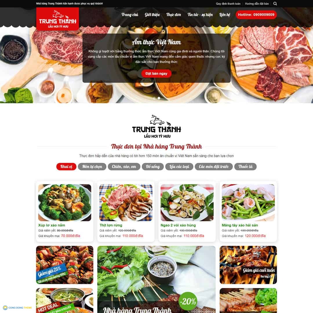 Thiết kế web nhà hàng, ăn uống - CDW, Thực phẩm, Nhà hàng