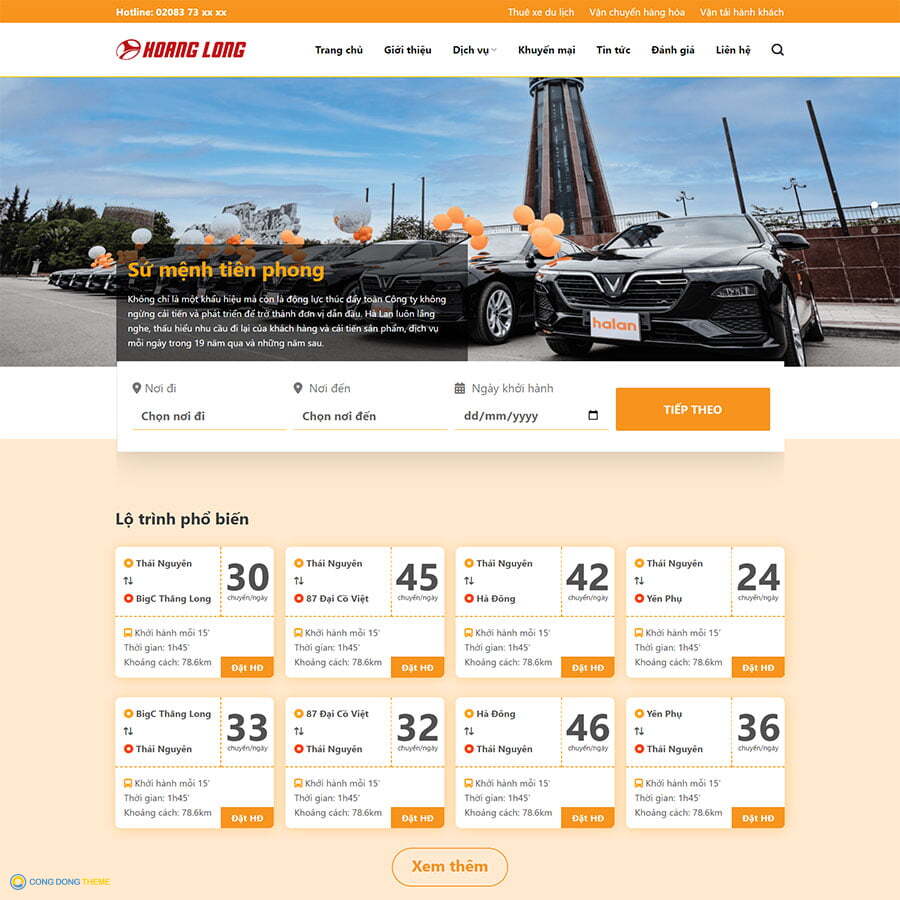 Thiết kế web nhà xe, thuê xe - CDW, Công ty, Xe hơi, Đặt xe, Nhà xe, Thuê xe