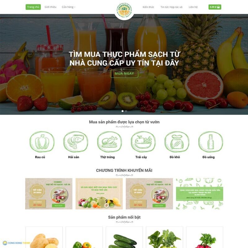 Thiết kế web nông sản 03 - CDW, Bán hàng, Thực phẩm, Hợp tác xã, Nông sản, organic, Rau củ quả