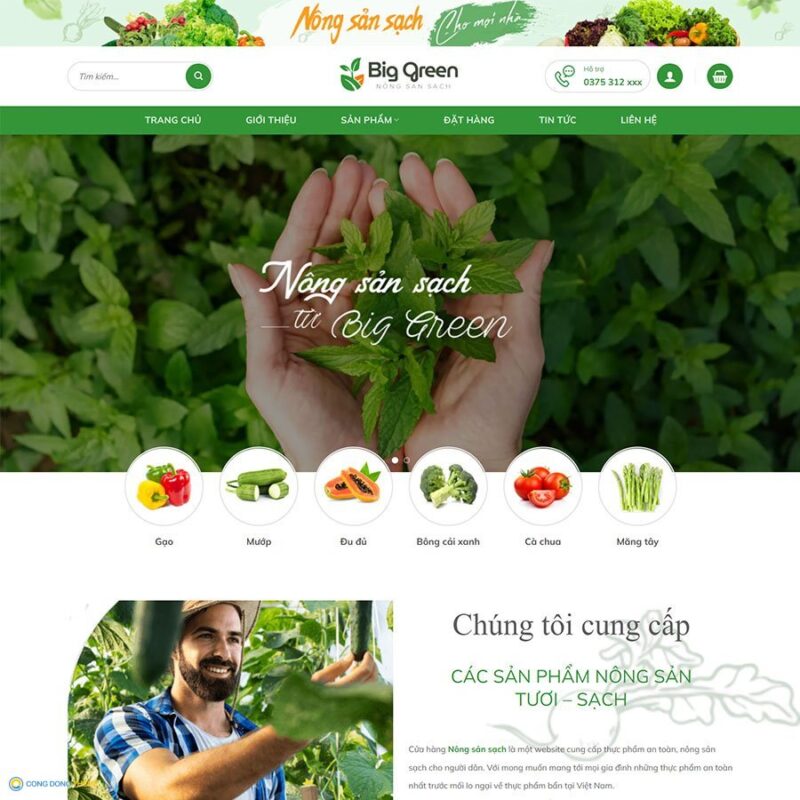 Thiết kế web nông sản 05 - CDW, Bán hàng, Nông sản, organic, Rau củ quả