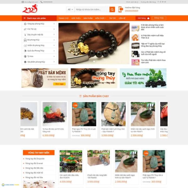 Thiết kế web Shop bán vật phẩm phong thủy - CDW, Bán hàng, Đá quý, Phong thủy, Vật phẩm