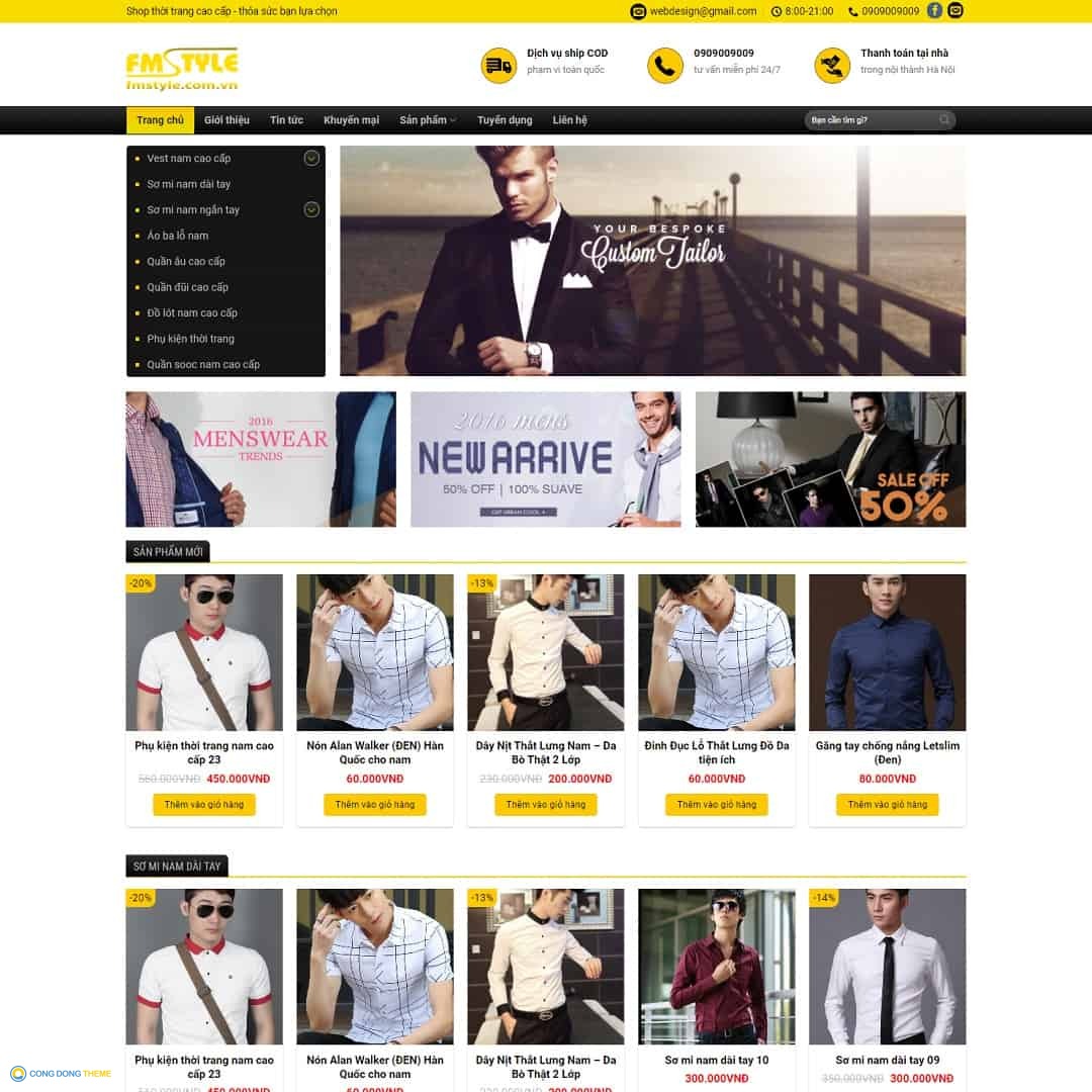 Thiết kế web shop thời trang nam - CDW