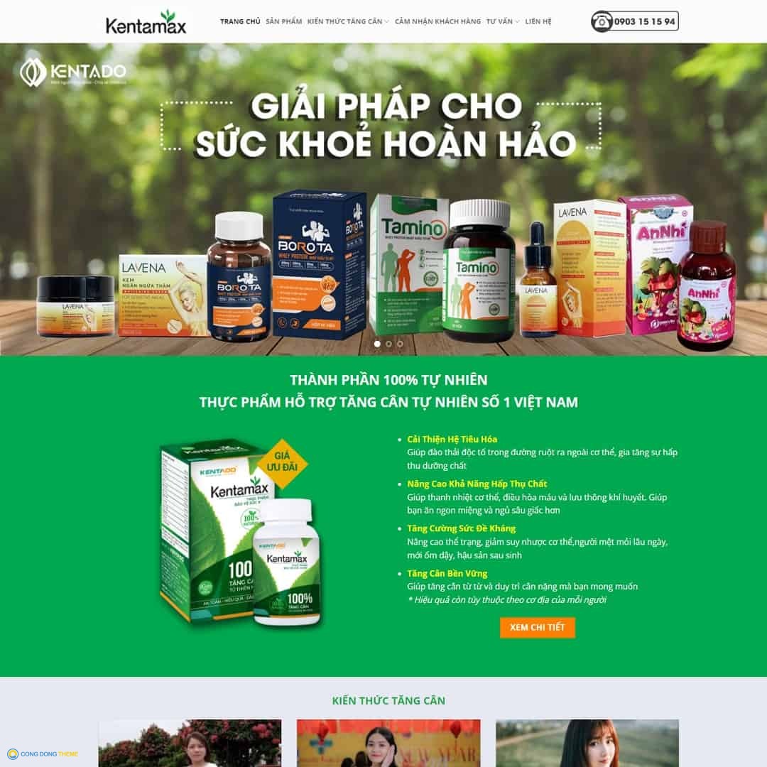 Thiết kế web thực phẩm chức năng 08 - CDW, Bán hàng, Thực phẩm, Dược phẩm, Tăng giảm cân, Thực phẩm chức năng