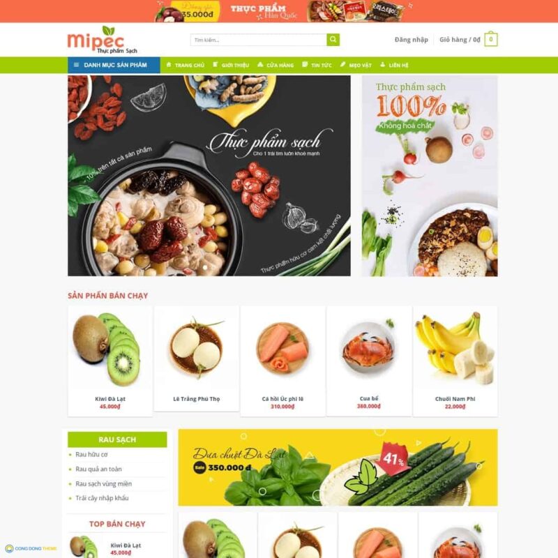 Thiết kế web thực phẩm, rau củ quả - CDW, Bán hàng, Thực phẩm, Nông sản, Rau củ quả