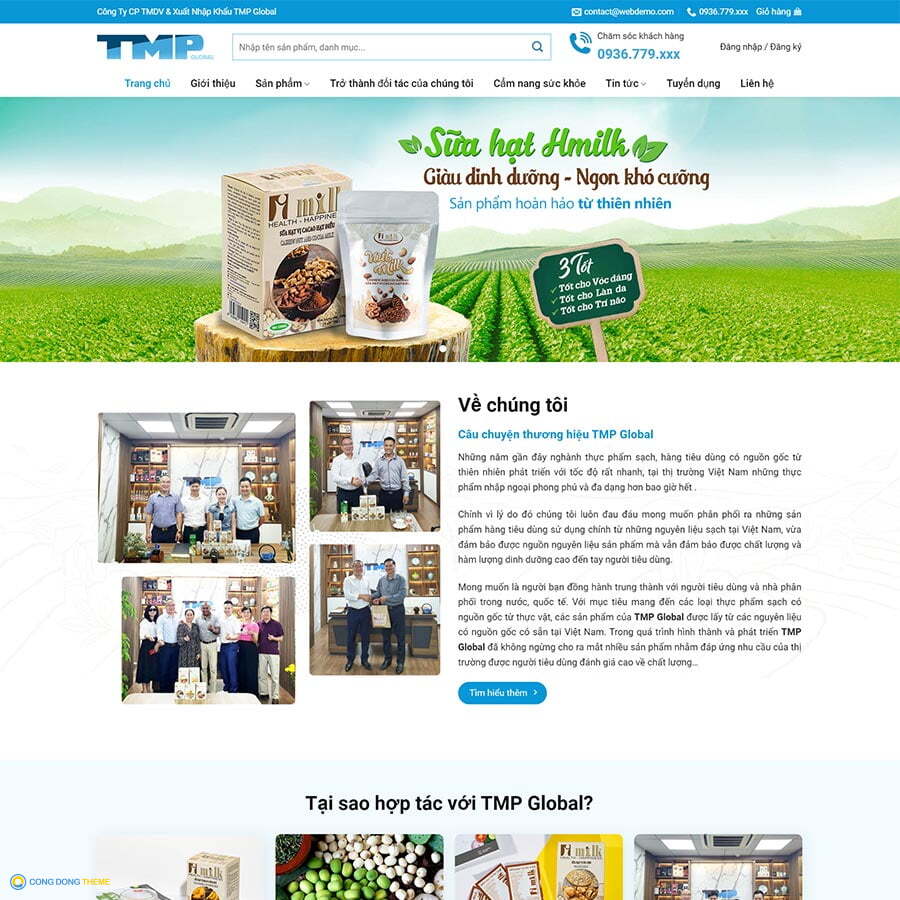 Thiết kế web thực phẩm sạch 02 - CDW, Bán hàng, Thực phẩm, Nông sản, rau sạch, Sữa hạt