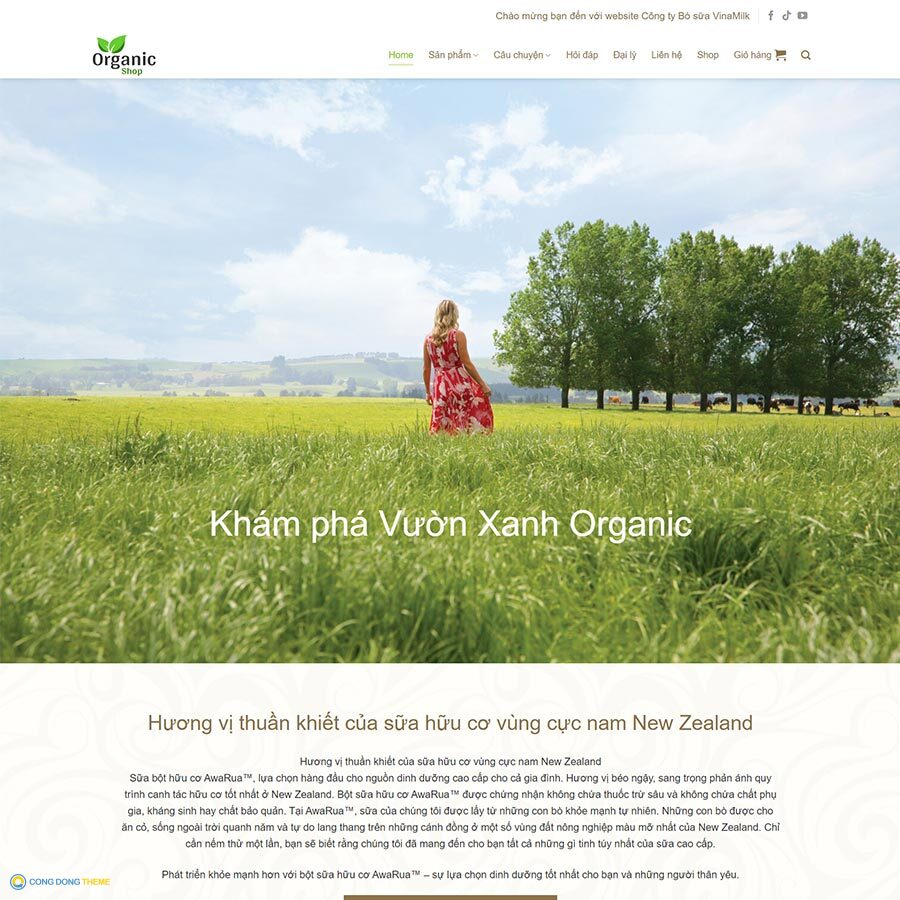 Thiết kế web trang trại bò sữa Organic - CDW