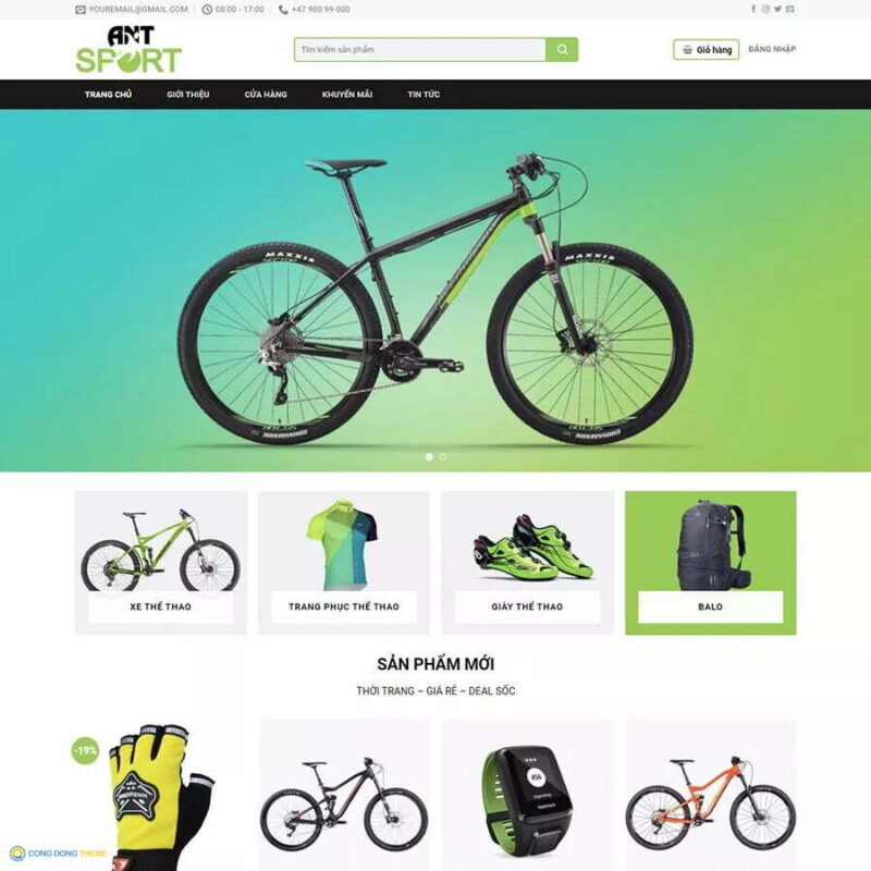 Thiết kế web wordpress bán xe đạp, đồ thể thao - CDW, Bán hàng, Xe hơi, Thể thao, Xe đạp
