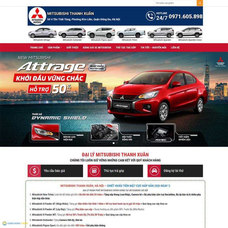 Thiết kế web wordpress bán xe ô tô - CDW, Xe hơi, Mitsubishi, Ô tô