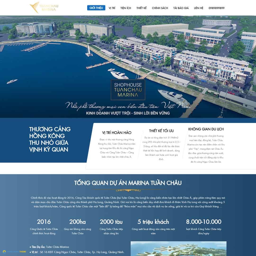 Theme wordpress landing page bất động sản dự án marina tuần châu