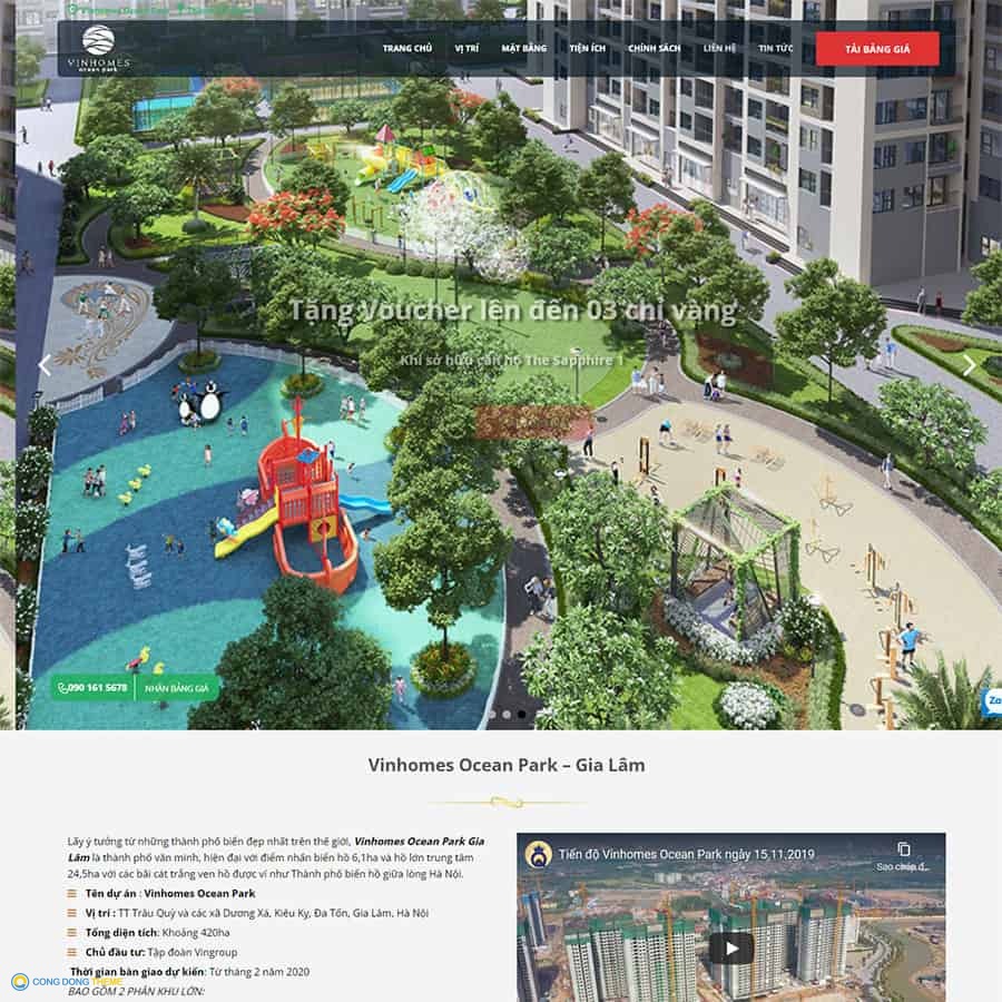 Theme wordpress landing page bất động sản dự án vinhomes Ocean Park