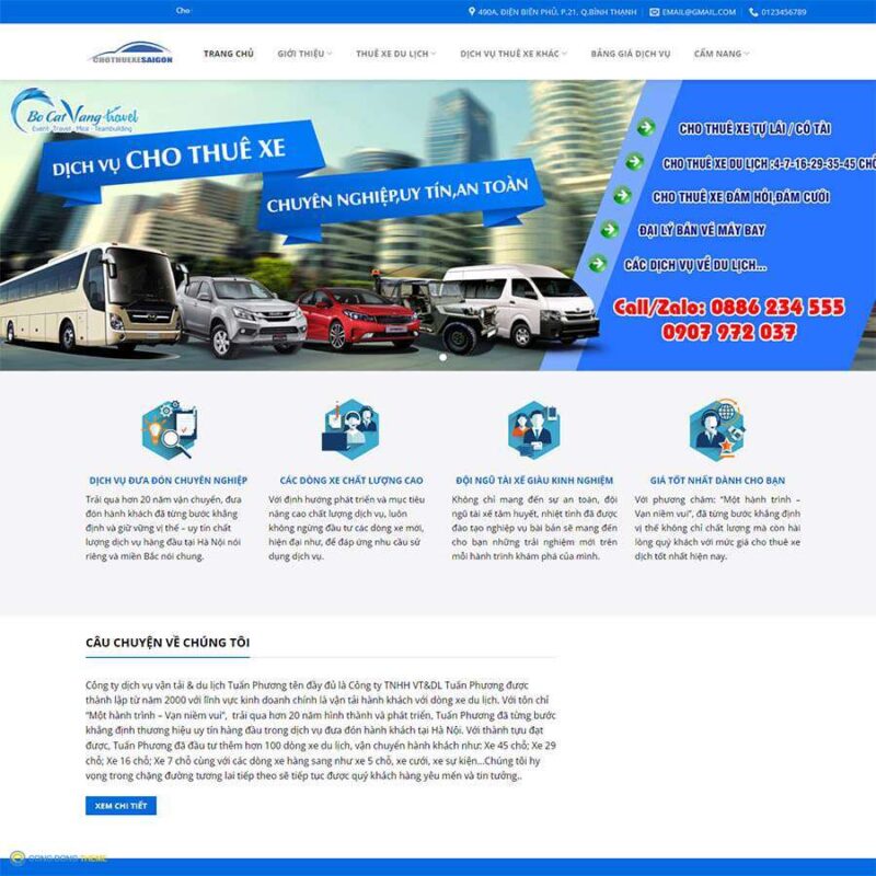 Thiết kế web wordpress dịch vụ thuê xe 03 - CDW, Xe hơi, Du lịch, Thuê xe