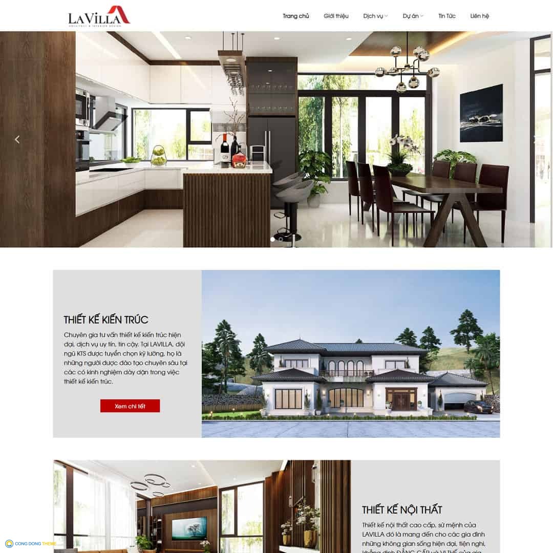 Thiết kế web wordpress giới thiệu công ty thiết kế kiến trúc, nội thất giống Ahome - CDW