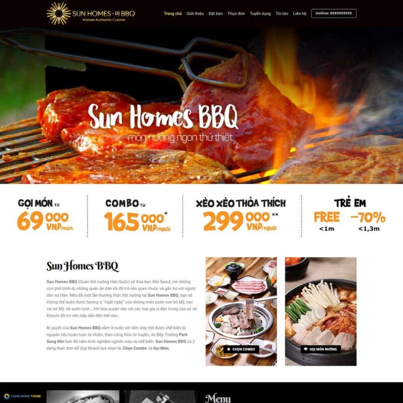 Thiết kế web wordpress giới thiệu nhà hàng bbq - CDW, Thực phẩm, Nhà hàng