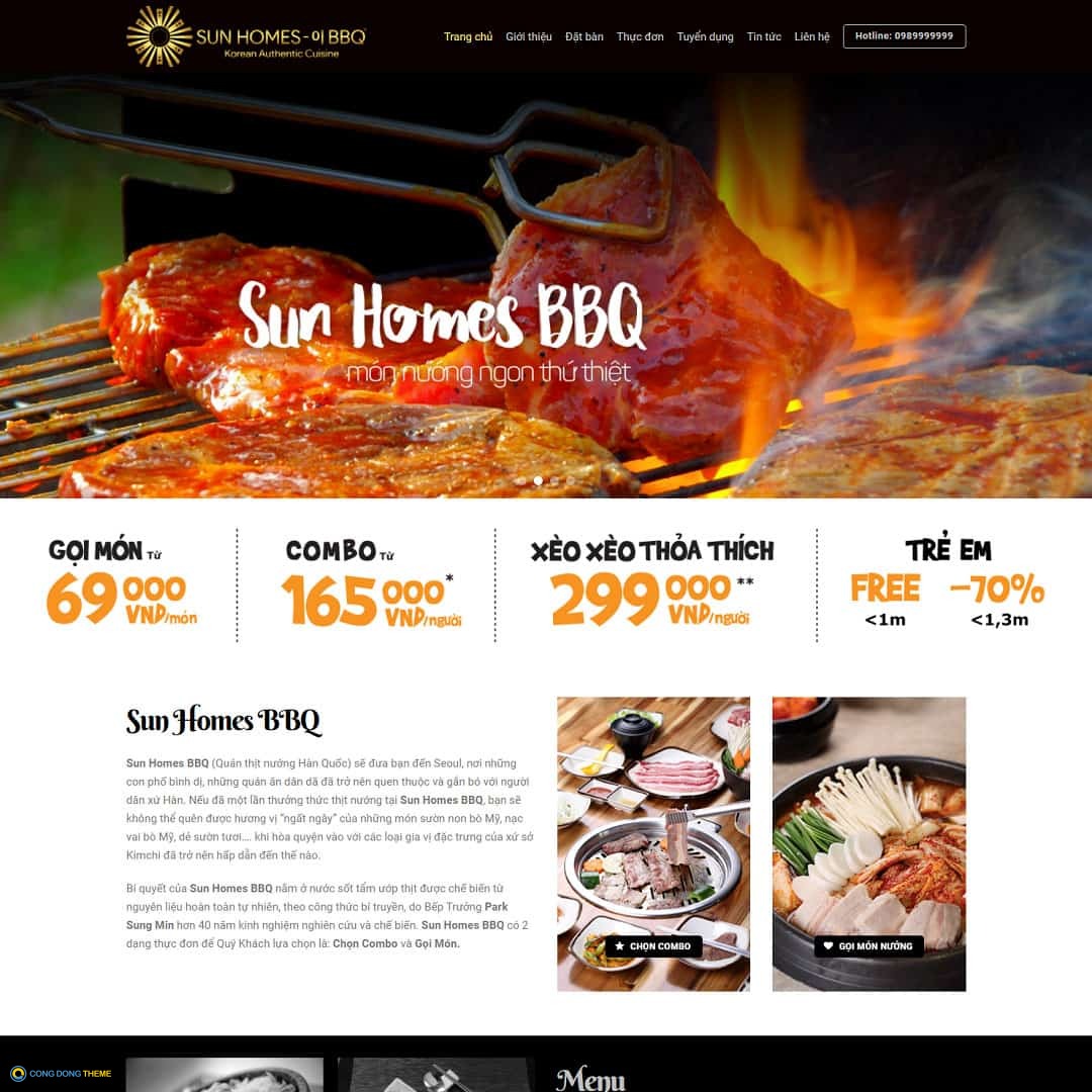 Thiết kế web wordpress giới thiệu nhà hàng bbq - CDW, Thực phẩm, Nhà hàng