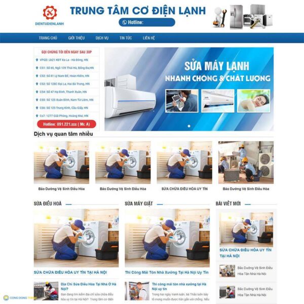 Thiết kế web wordpress sửa điện lạnh 02 - CDW, Công ty, Sửa điện lạnh, Sửa điện nước